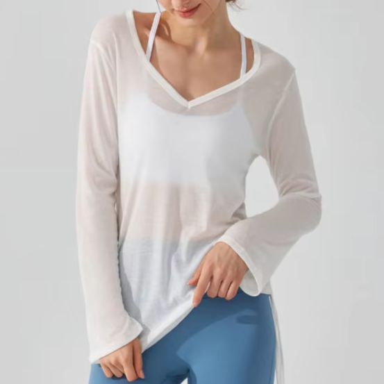 Pilate Yoga Workout - Camisola desportiva de manga comprida, leve,